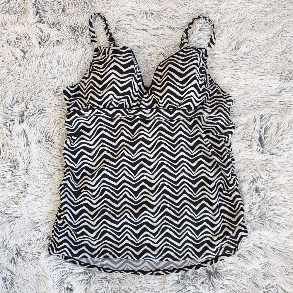 Lane Bryant Black and White Chevron Swimsuit